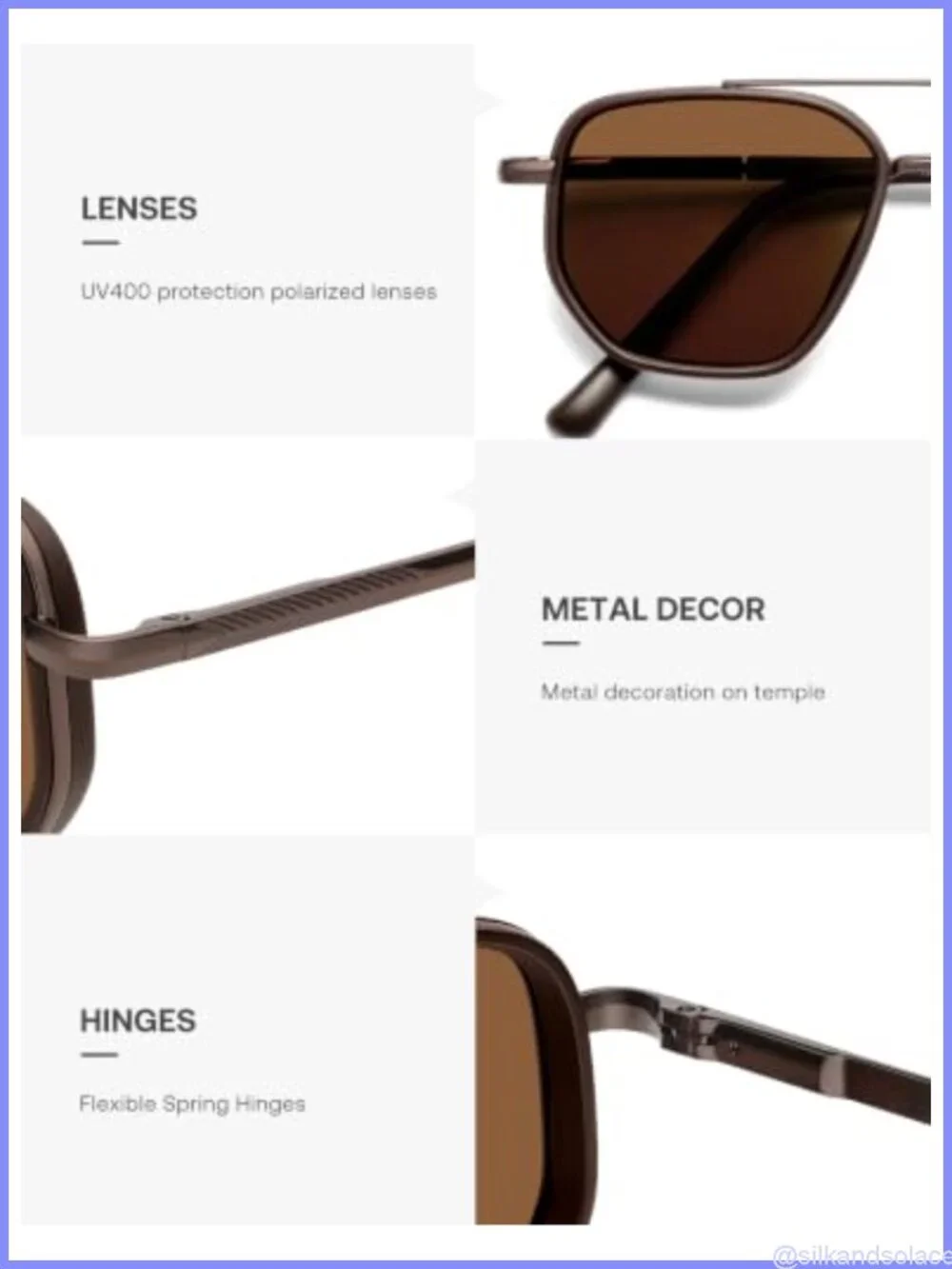 Polarized Aviator Sunglasses UV Protection Lightweight Durable Outdoor